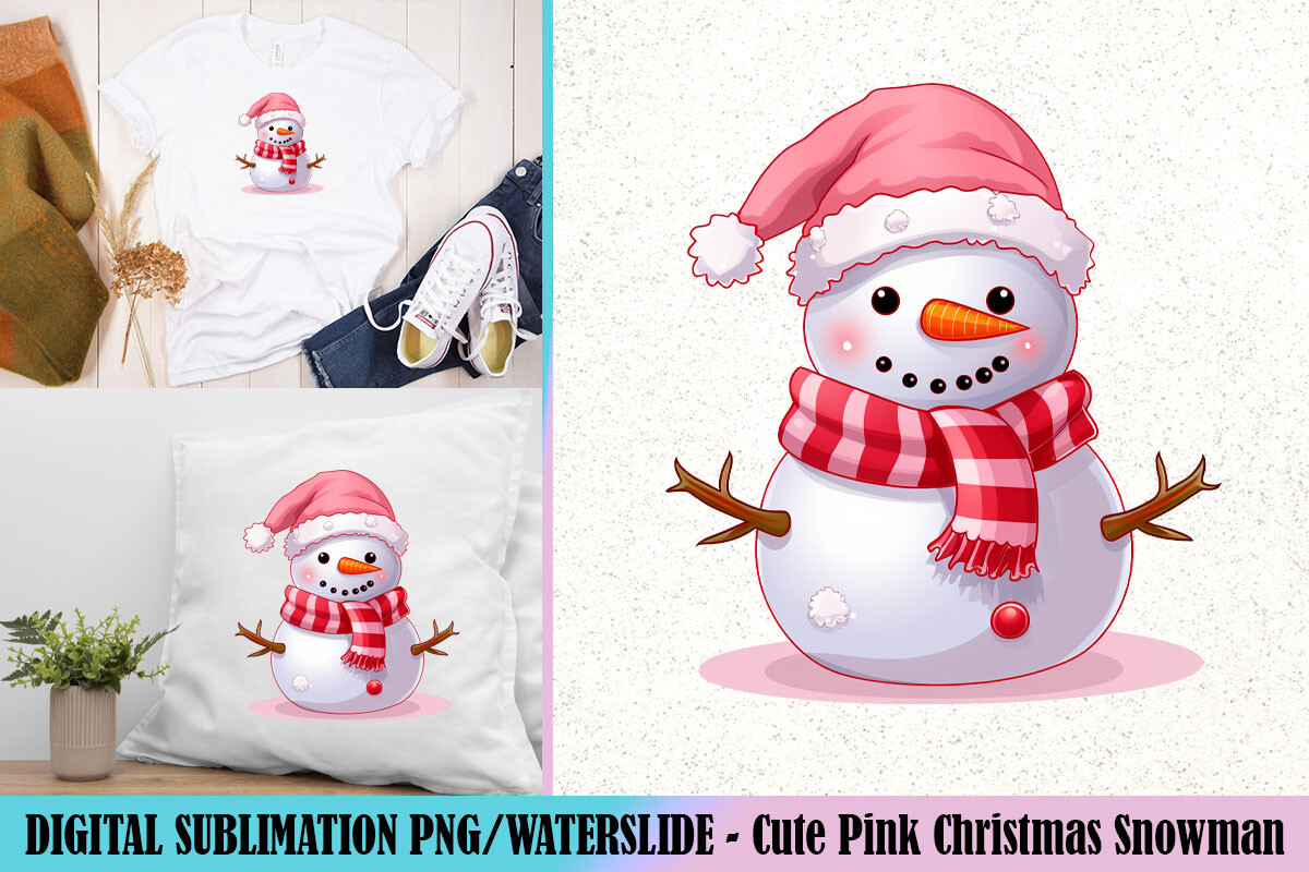 Cute Pink Christmas Snowman Graphic by GaryArt · Creative Fabrica