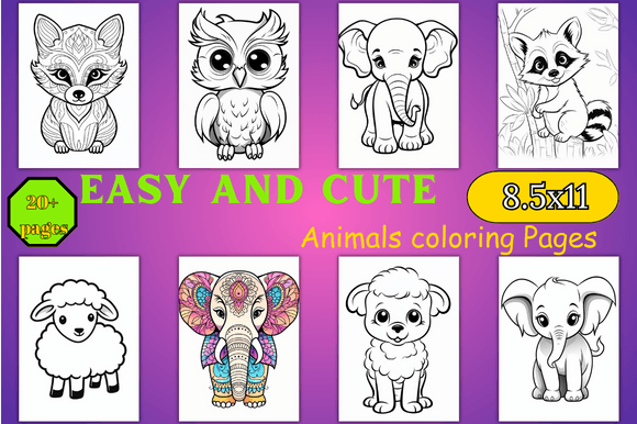 Easy and Cute Animals Coloring Pages