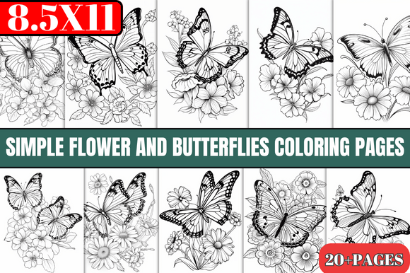 Flower and Butterflies Coloring Pages
