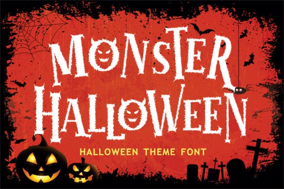 Monster Halloween Font: Spooky Display Typeface + Bonus SVG for Crafting