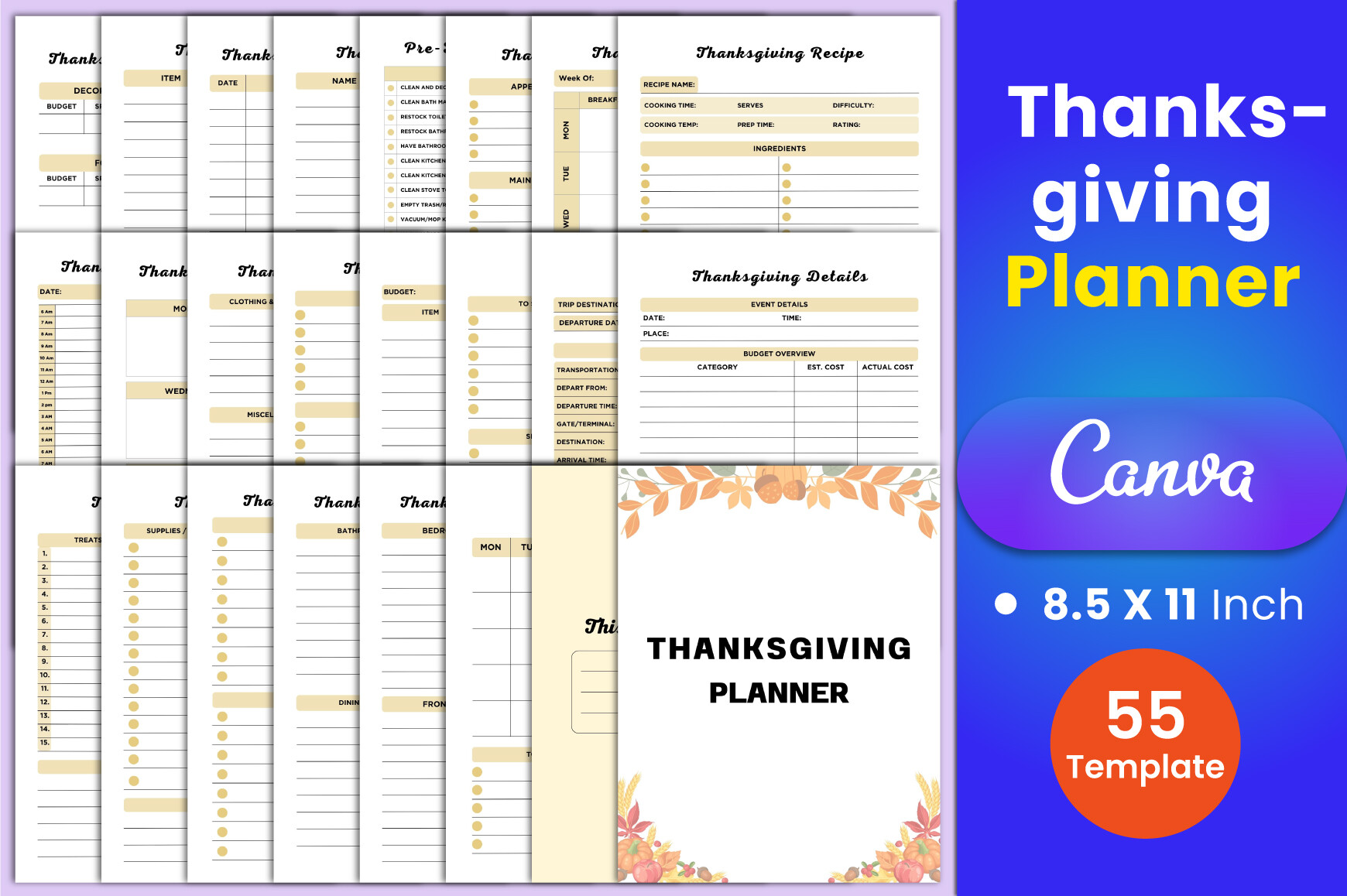 Thanksgiving Planner Canva Interior Graphic by munjixpro · Creative Fabrica