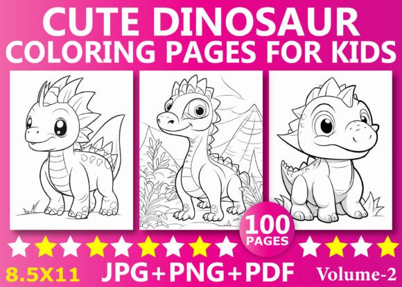 100 Cute Dinosaur Coloring Page for Kids