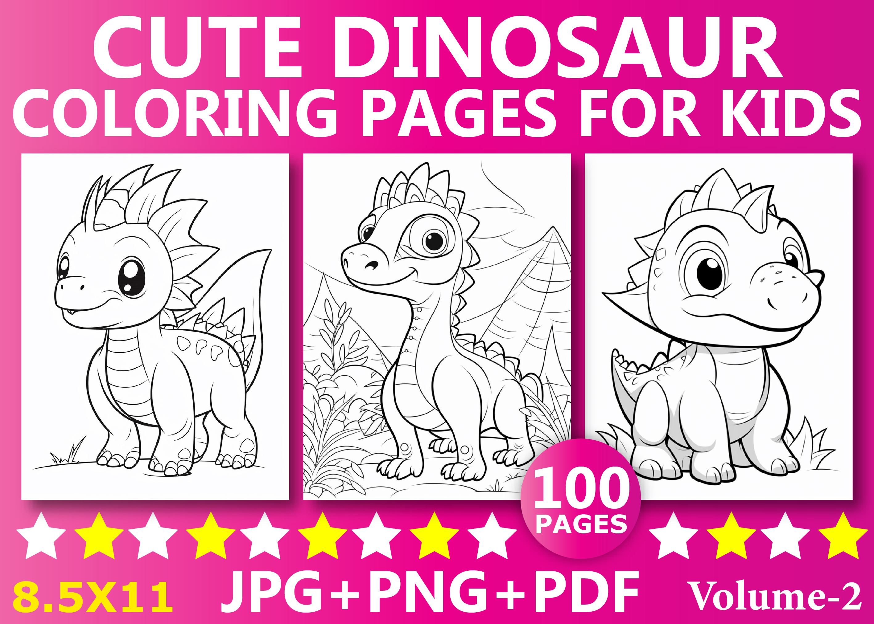 100 Cute Dinosaur Coloring Page for Kids