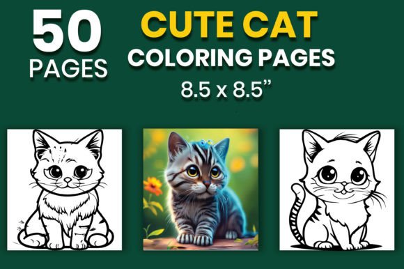 50 Cute Cat Coloring Pages for Kids