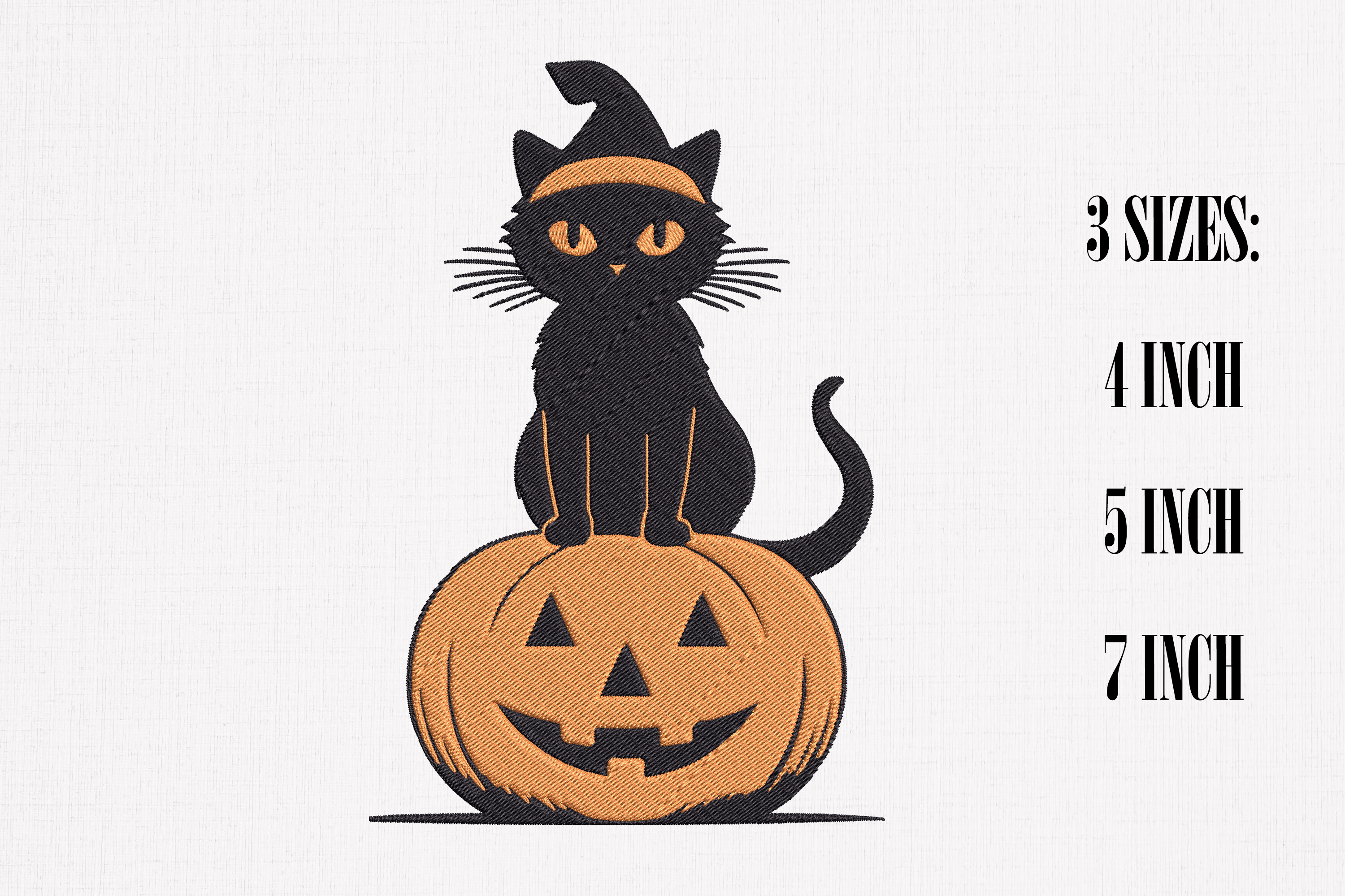 Black Cat & Pumpkin Halloween Embroidery · Creative Fabrica