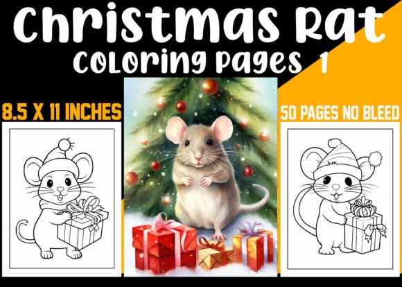 Christmas Rat Coloring Pages 1