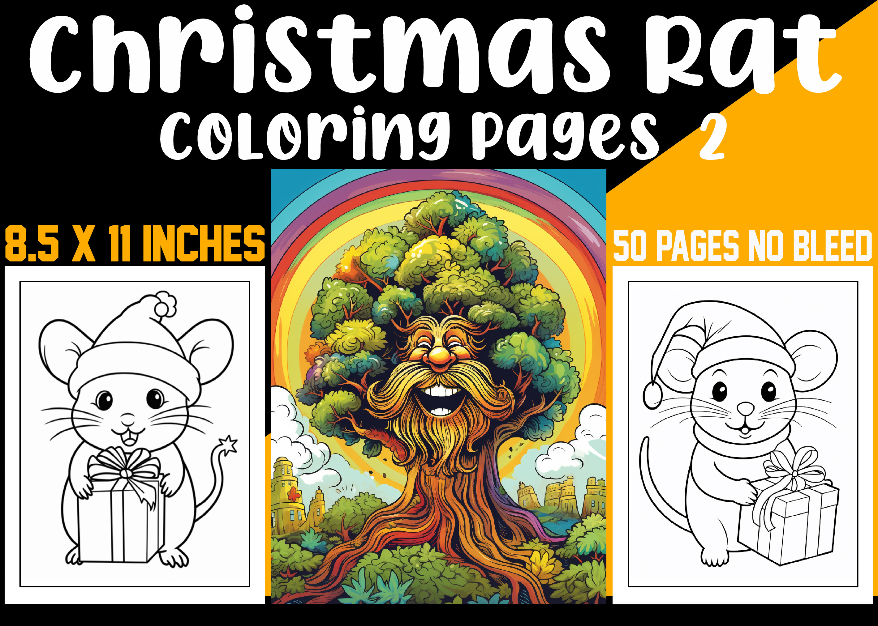 Christmas Rat Coloring Pages 2