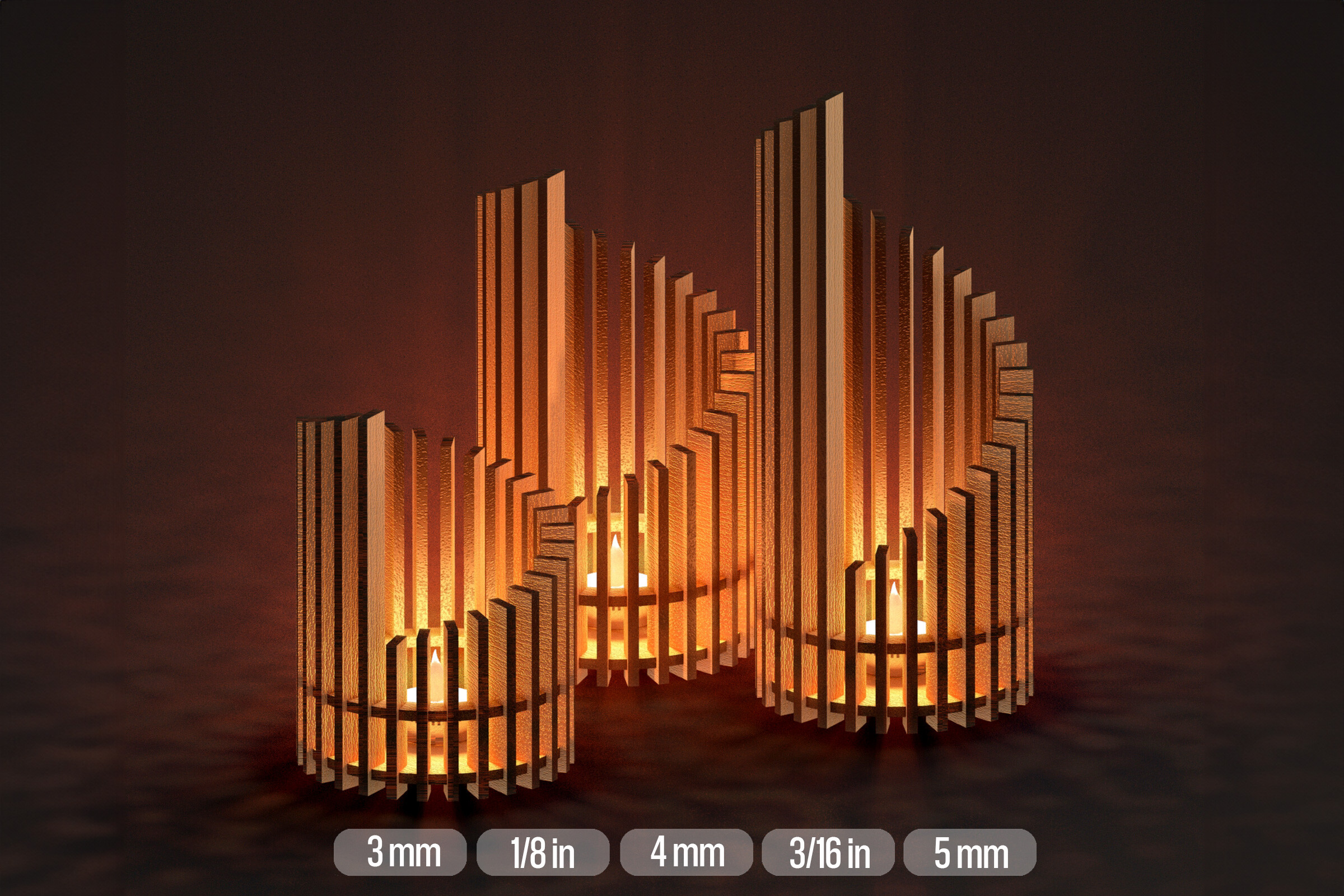 Circular Tealight Holder Set SVG Laser