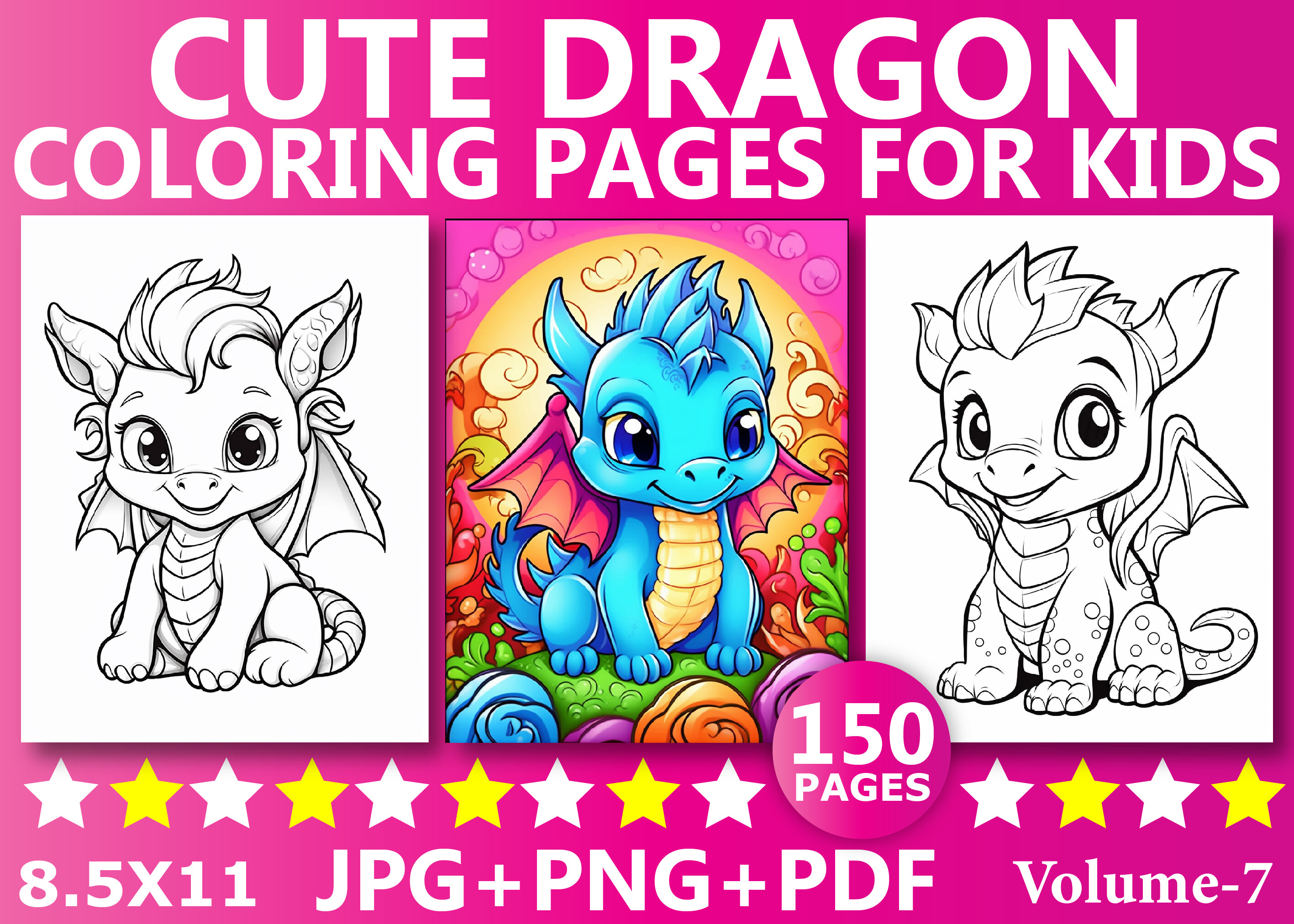 Cute Dragon Coloring Pages for Kids