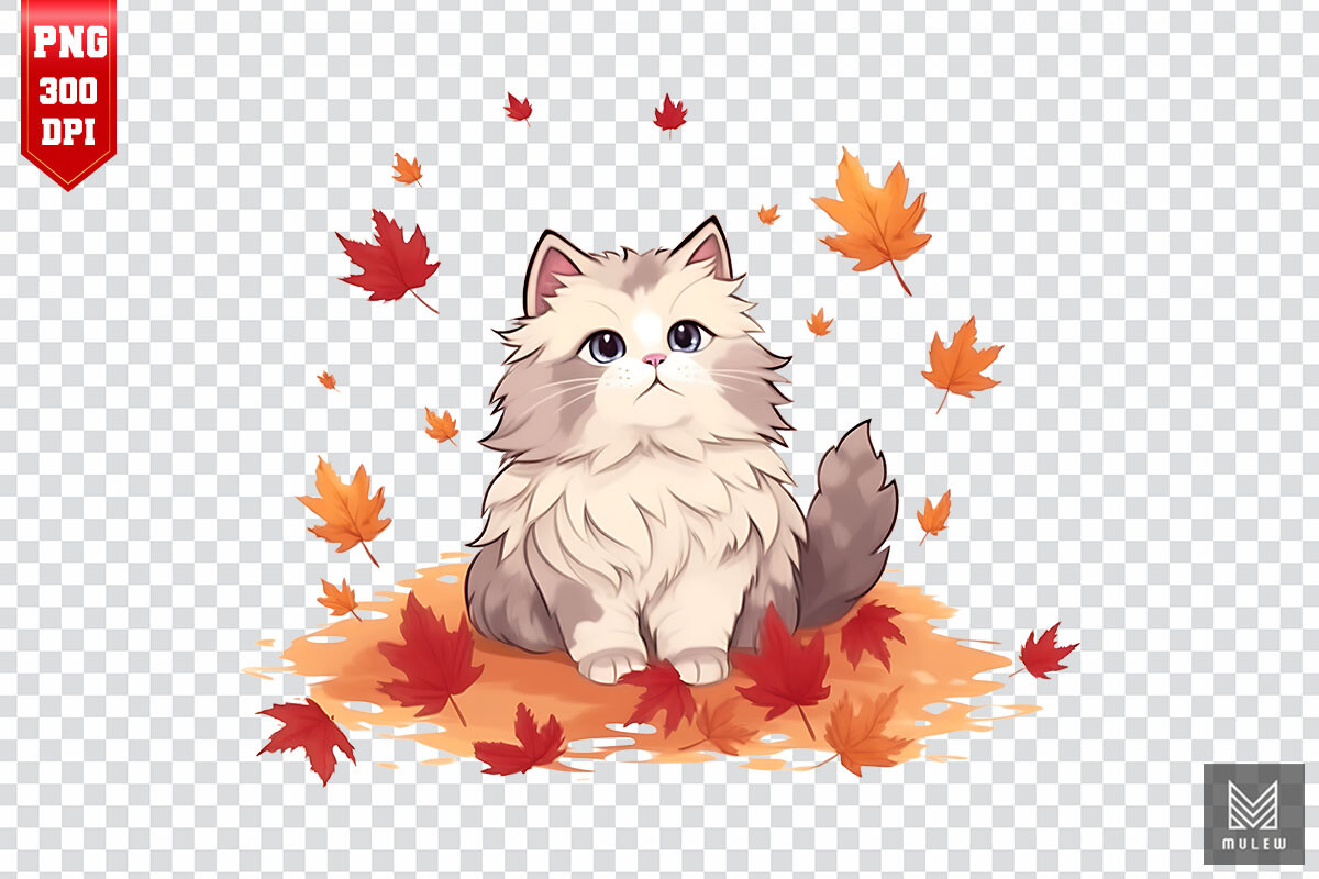 Cute Ragdoll Cat in Autumn Clipart Graphic by Mulew · Creative Fabrica