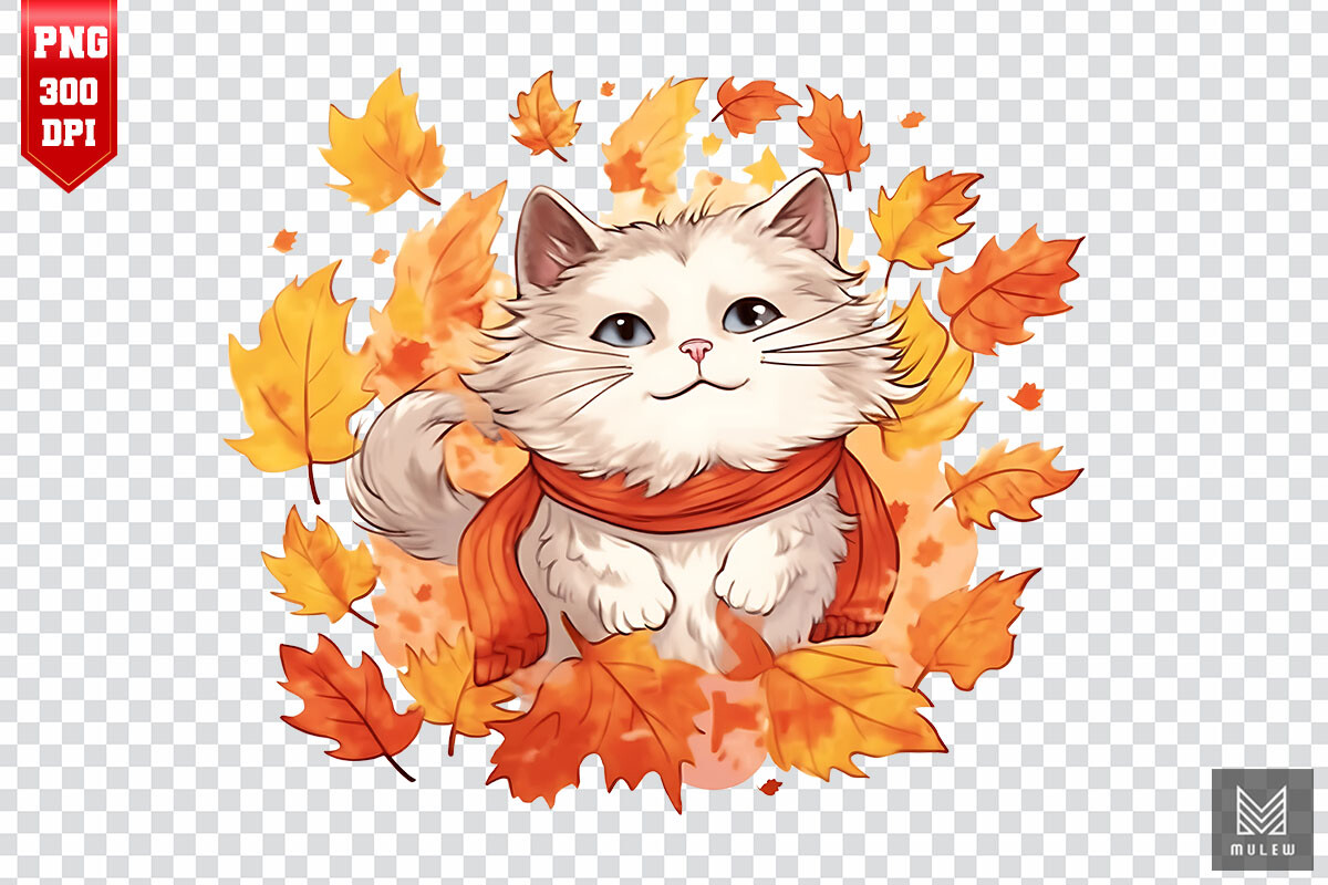 Cute Ragdoll Cat in Autumn Clipart Graphic by Mulew · Creative Fabrica