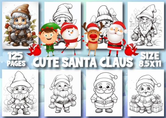 Cute Santa Claus Coloring Pages for Kids