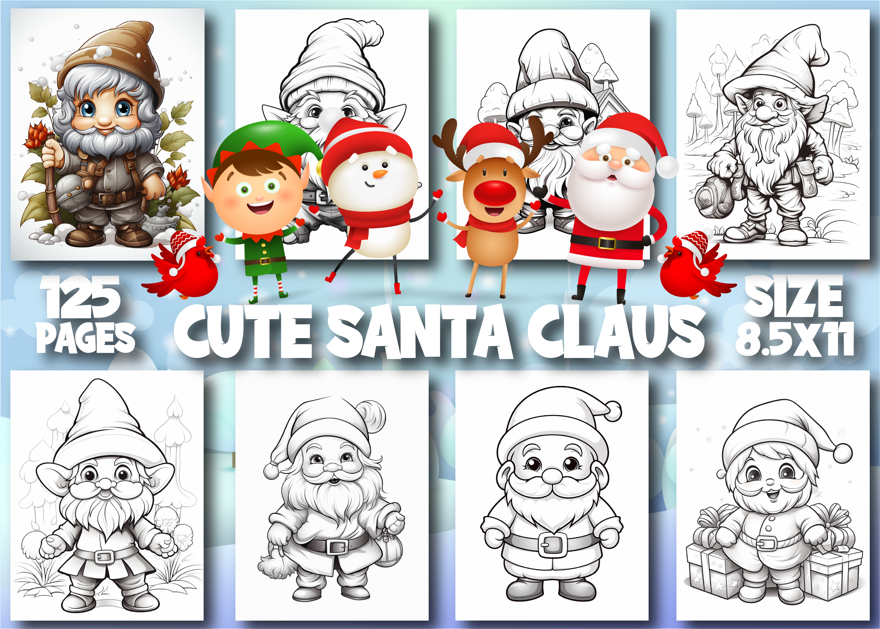Cute Santa Claus Coloring Pages for Kids