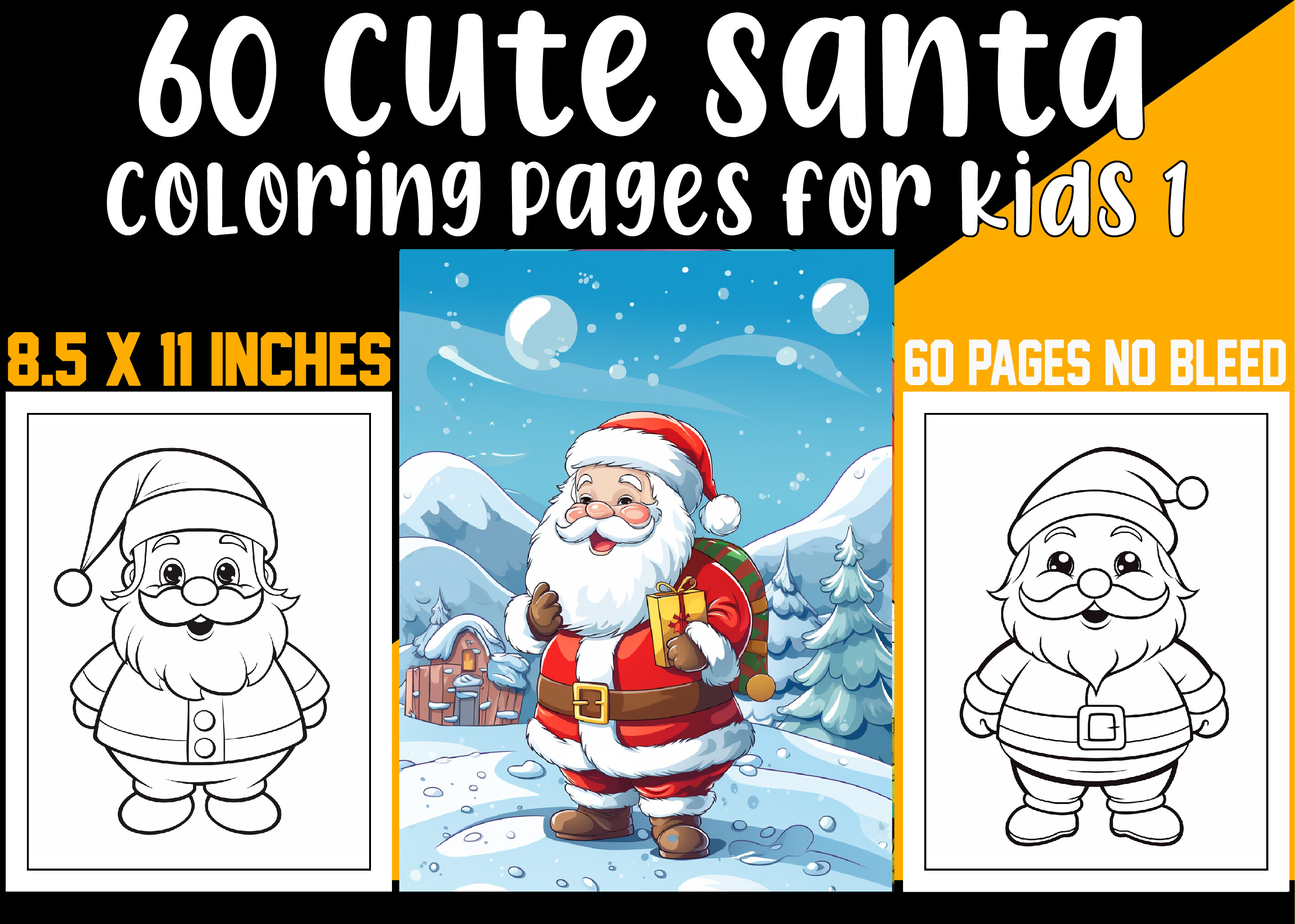 Cute Santa Coloring Pages for Kids 1