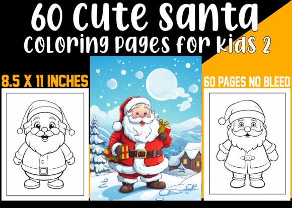 Cute Santa Coloring Pages for Kids 2