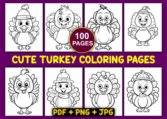 Cute Turkey Coloring Pages for Kids