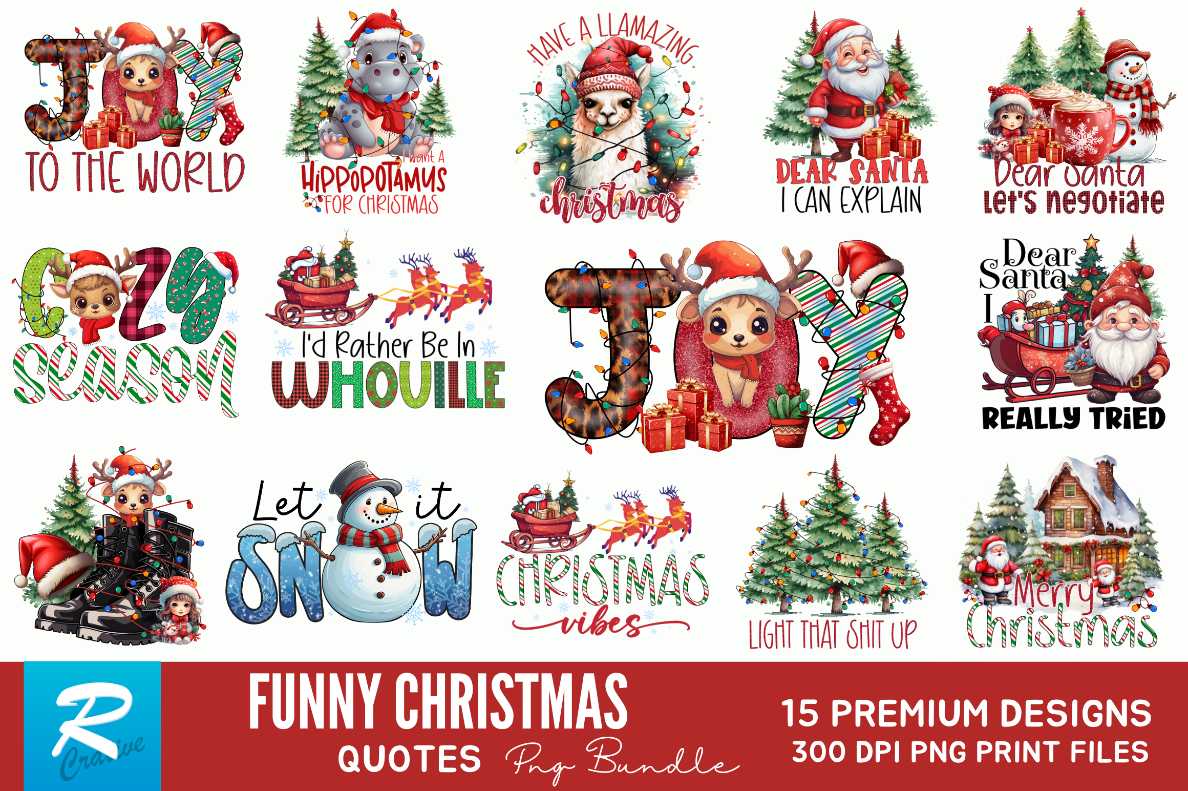 Funny Christmas Sublimation Bundle Graphic by Regulrcrative · Creative ...