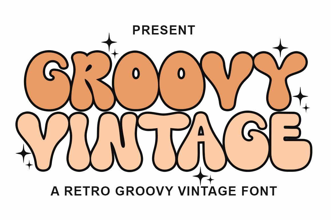 Descriptive preview of Groovy Vintage Font by AF Type