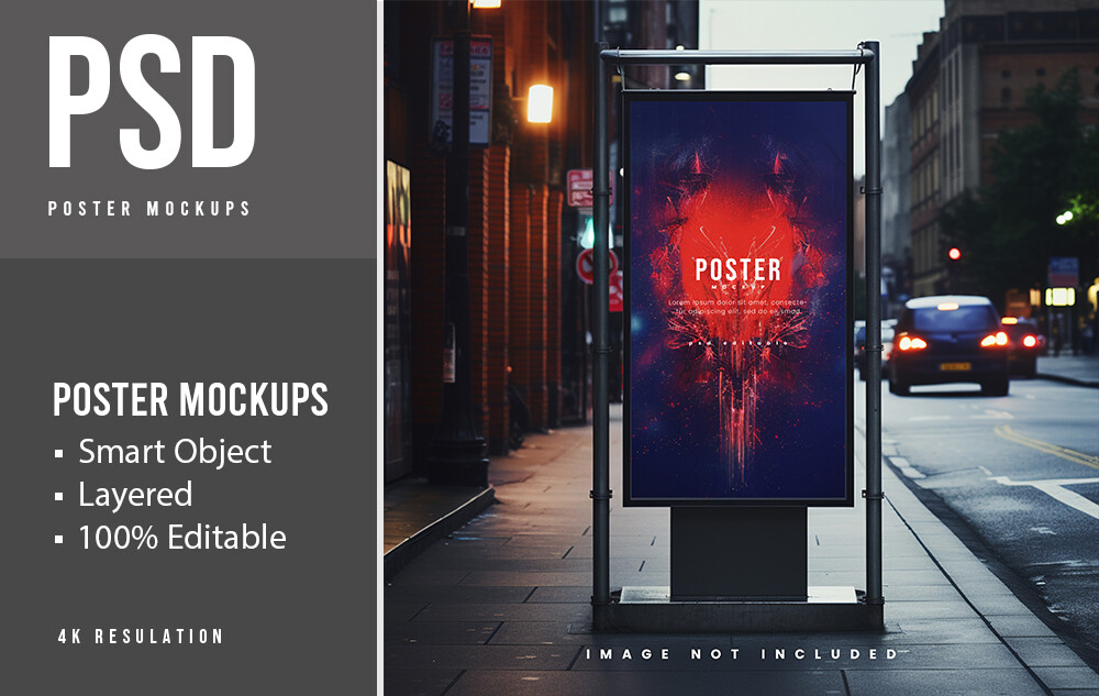 PSD Street Poster Mockup Afbeelding door sujhonsharma · Creative Fabrica