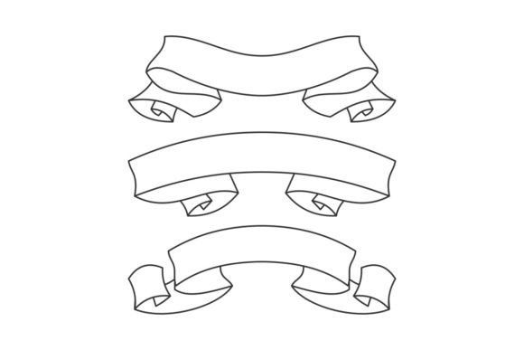 Ribbon Set Cartoon Tattoo Vector