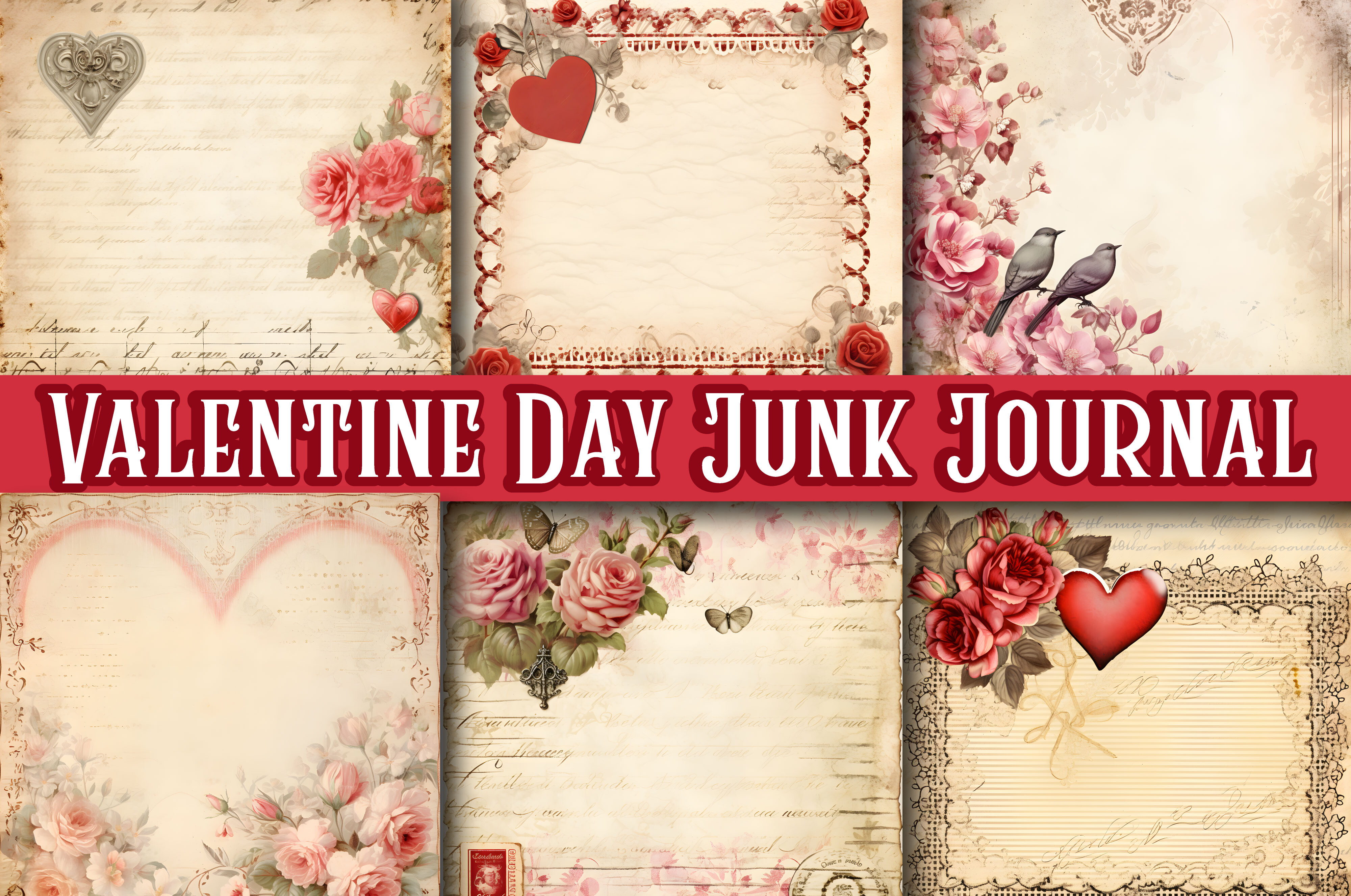 Shabby Chic Valentine Day Junk Journal Graphic by Omnia Hiba Designer ...