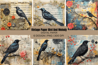 Vintage Paper Bird and Melody Background Graphic by GOOBOAT · Creative ...