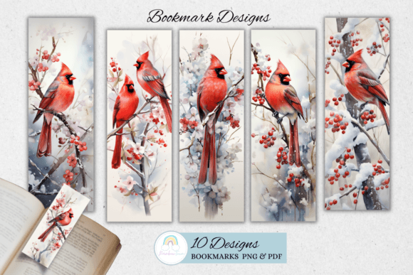 Winter Cardinal Bird Printable Bookmark