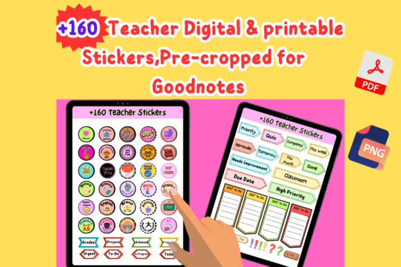 +160Teacher Digital & Printable Stickers