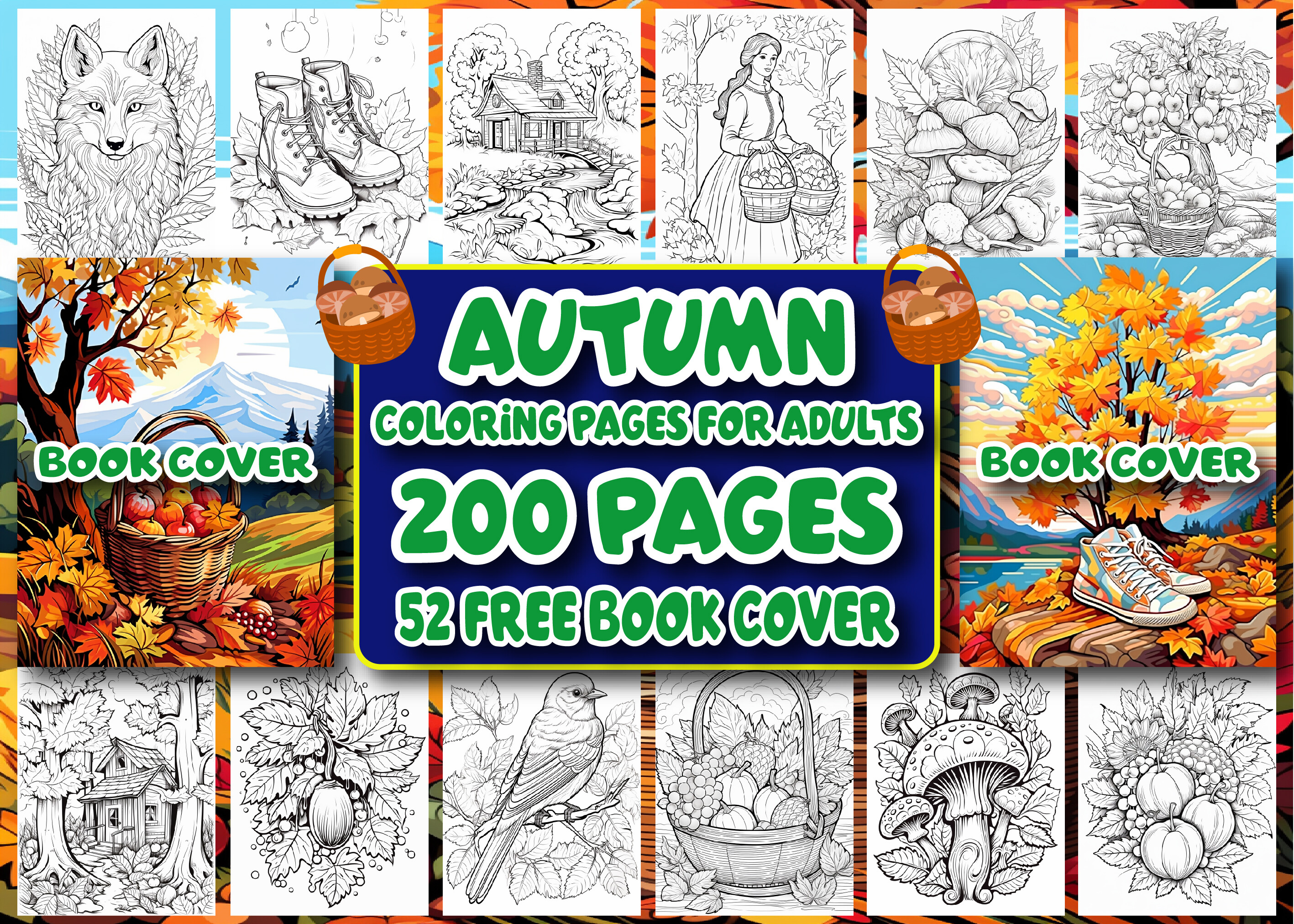 200 Autumn Coloring Pages for Adults