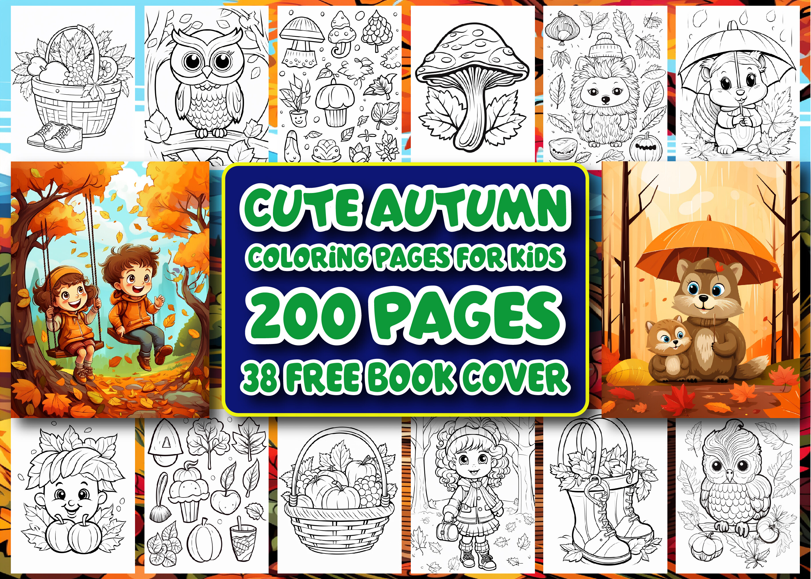 200 Cute Autumn Coloring Pages for Kids