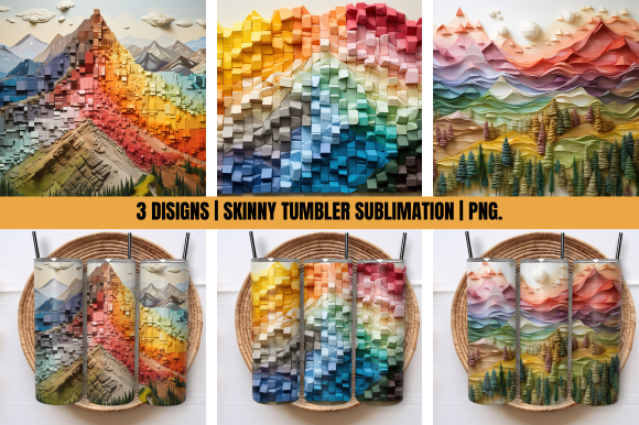 3D Mountain Scene Tumbler Warp Graphic by GOOBOAT · Creative Fabrica