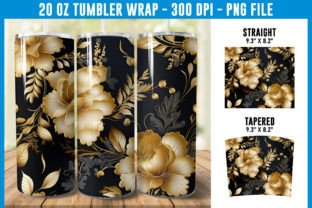 Black and Gold Floral Tumbler Wrap Graphic by ART Fanatic · Creative ...