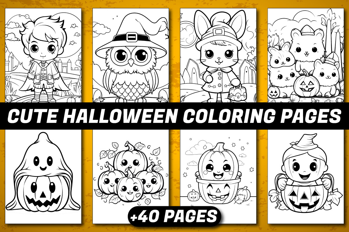Charming Halloween coloring book cover with kid-friendly seasonal artwork