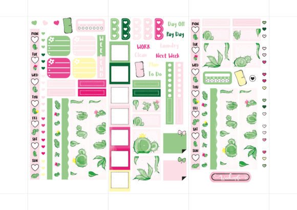 Cacti Love, Hobonichi Sticker Kit