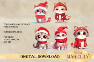 Christmas Cats Cute Clipart Bundle Graphic by Magiclily · Creative Fabrica