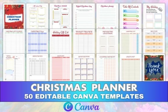 Christmas Planner Canva Editable KDP