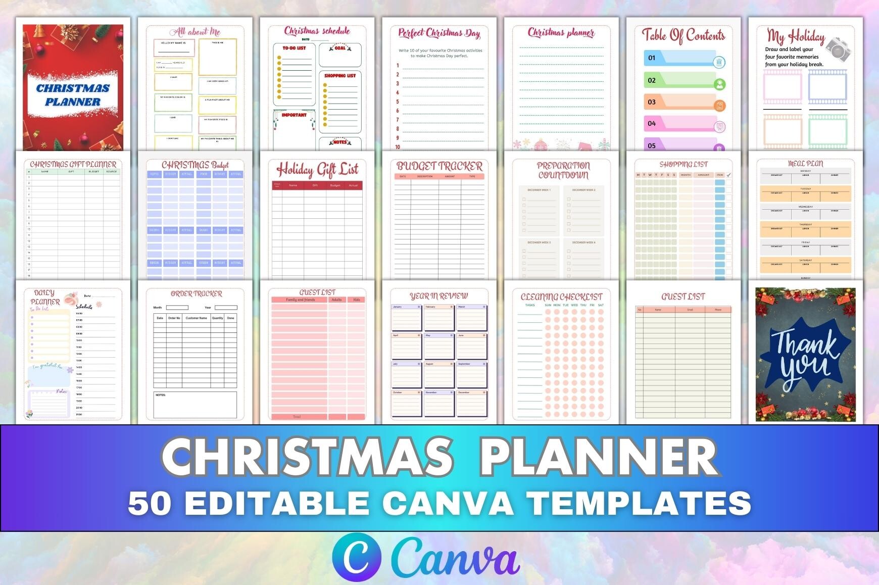 Christmas Planner Canva Editable KDP