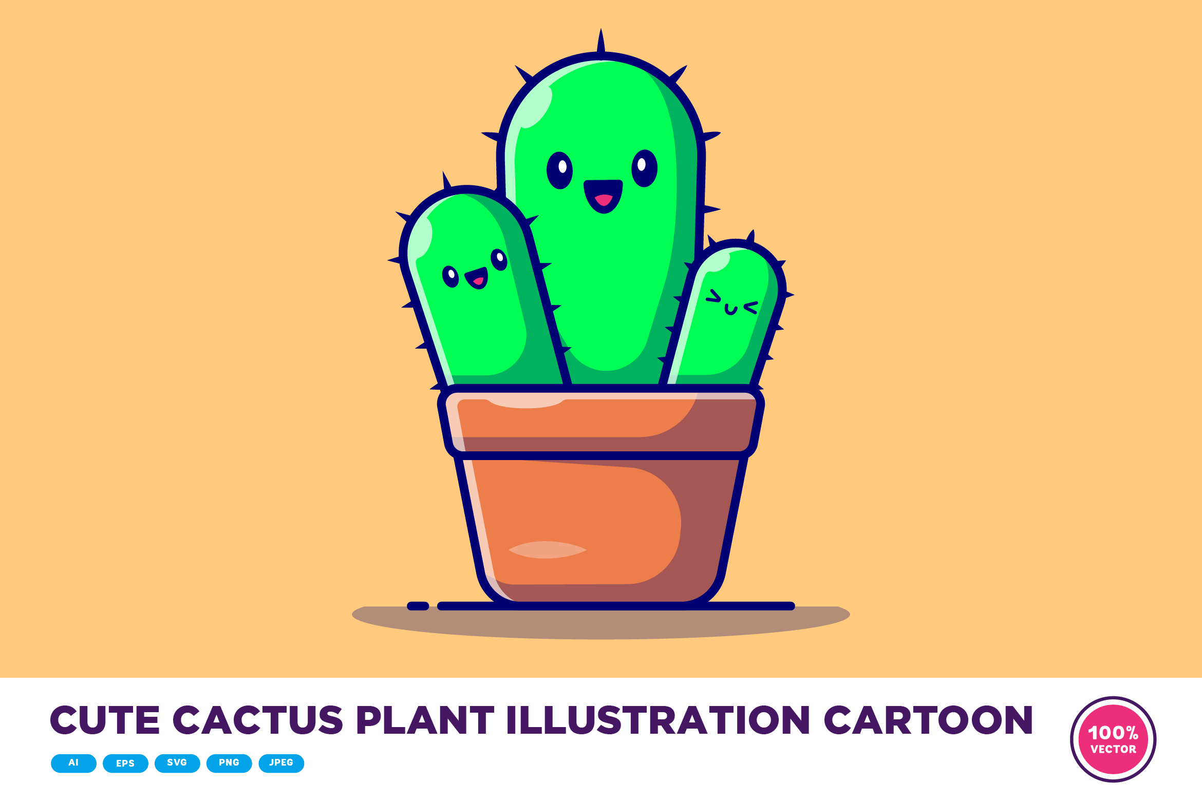 Cute Cactus Plant Illustration Cartoon Grafica di catalyststuff ...