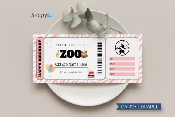 Editable Zoo Birthday Gift Certificate