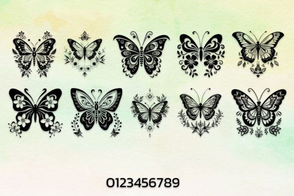 Elegant Butterfly Font PNG with transparent background - Preview 3