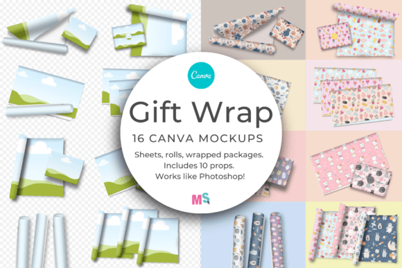 Gift Wrap Mockup Set for Canva