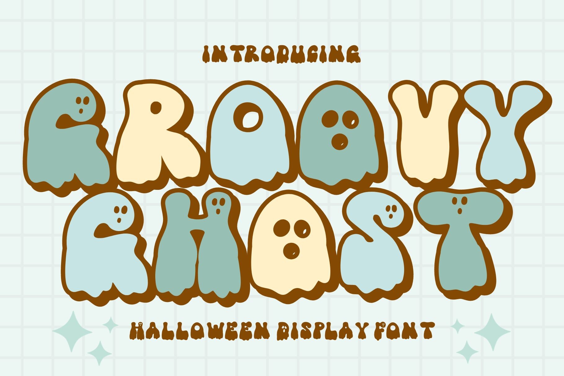 Groovy Ghost preview: retro ghost decorative font