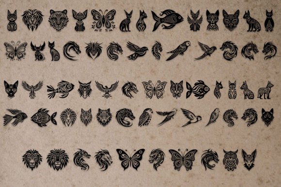 Powerful Animal Tribal Font PNG with transparent background - Preview 1
