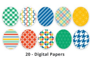 Red, Yellow and Blue Digital Paper Graphic by Lemon Paper Lab ...