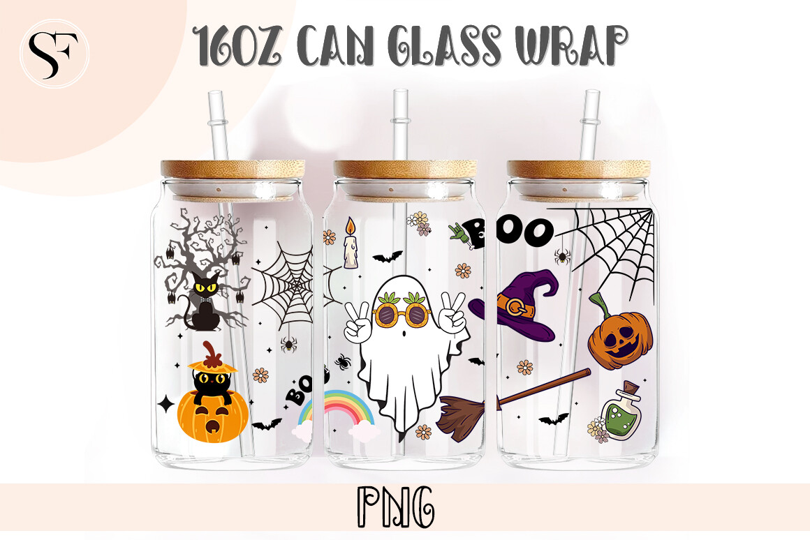Spooky Vibes 16oz Libbey Glass Can Wrap Graphic by SoFancy · Creative ...