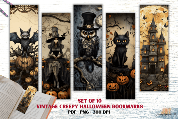 Vintage Creepy Halloween Bookmarks