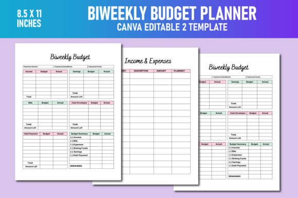 Biweekly Budget Planner Canva KDP