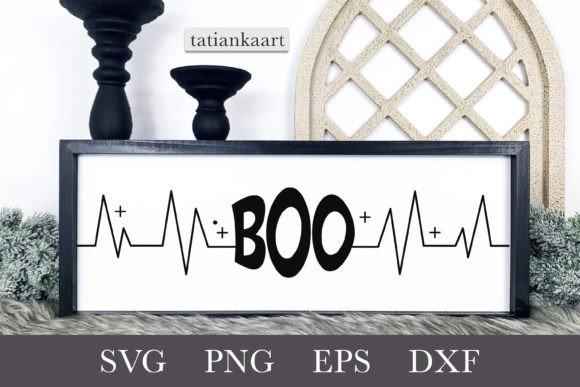 Boo SVG|Halloween Heartbeat SVG Graphic by tatiankaart · Creative Fabrica