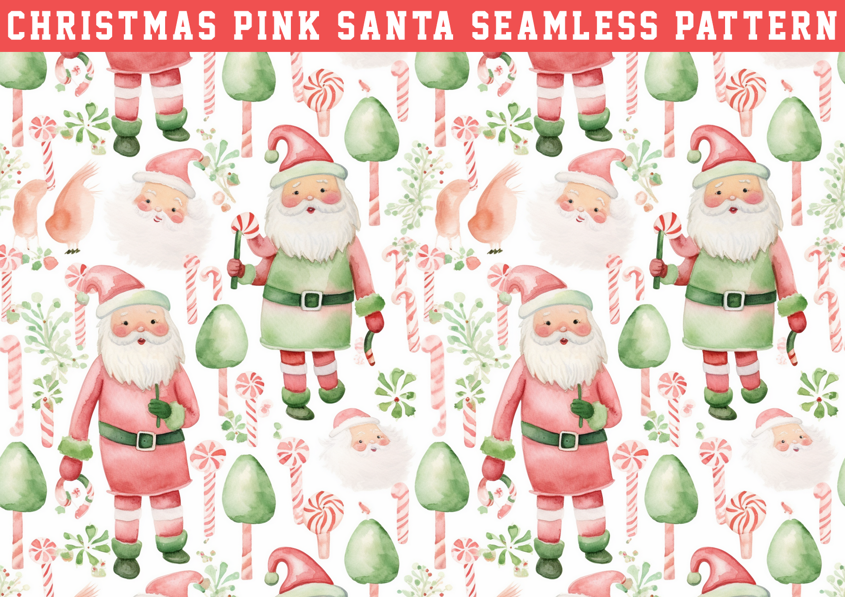Santa Color Pattern Christmas Pink Santa Seamless Pattern Graphic by seasonal · Creative ...