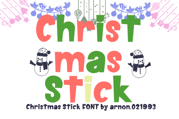 Christmas Stick Font PNG with transparent background - Preview 1